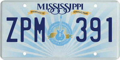 MS license plate ZPM391