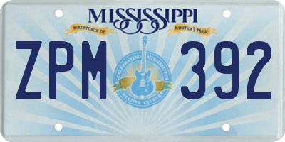 MS license plate ZPM392