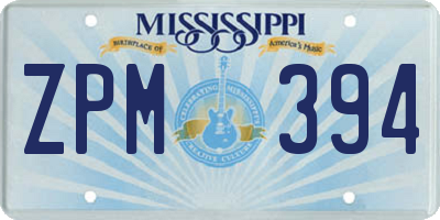 MS license plate ZPM394