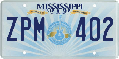 MS license plate ZPM402