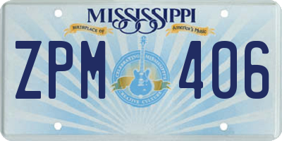 MS license plate ZPM406