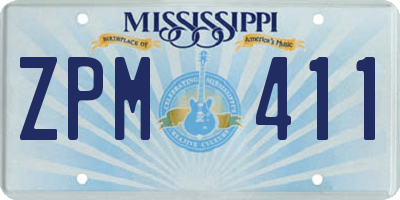 MS license plate ZPM411