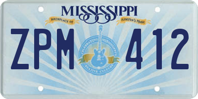 MS license plate ZPM412
