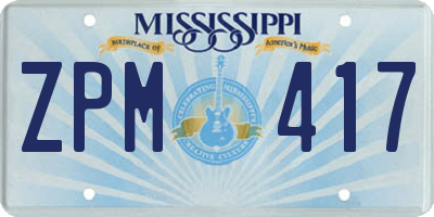 MS license plate ZPM417