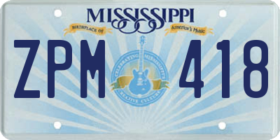 MS license plate ZPM418