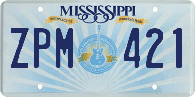 MS license plate ZPM421