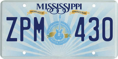 MS license plate ZPM430