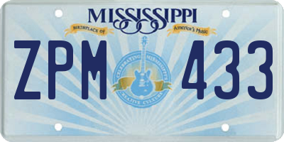 MS license plate ZPM433
