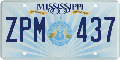 MS license plate ZPM437