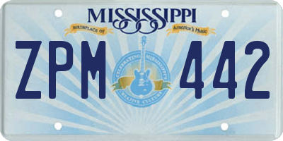 MS license plate ZPM442