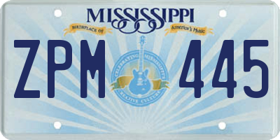 MS license plate ZPM445