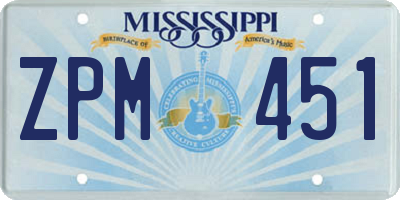 MS license plate ZPM451
