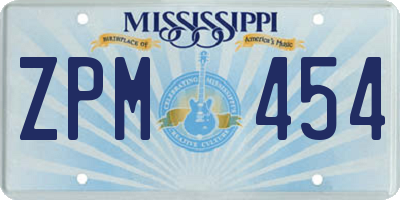 MS license plate ZPM454