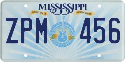 MS license plate ZPM456