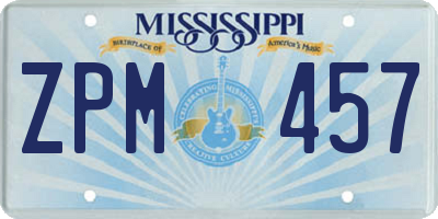 MS license plate ZPM457