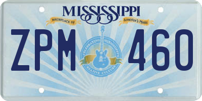 MS license plate ZPM460
