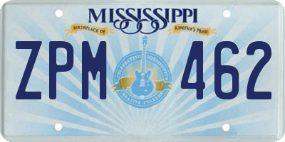 MS license plate ZPM462