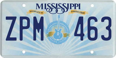 MS license plate ZPM463