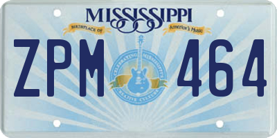 MS license plate ZPM464