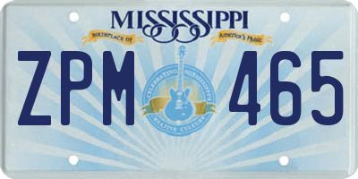 MS license plate ZPM465