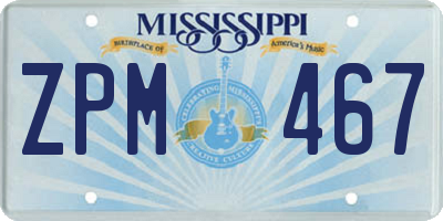 MS license plate ZPM467