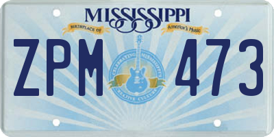 MS license plate ZPM473