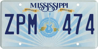 MS license plate ZPM474