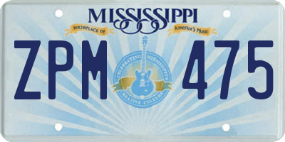 MS license plate ZPM475