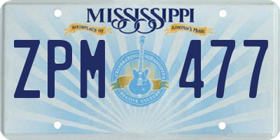 MS license plate ZPM477