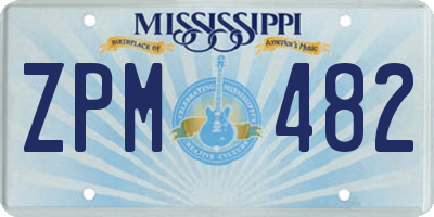 MS license plate ZPM482