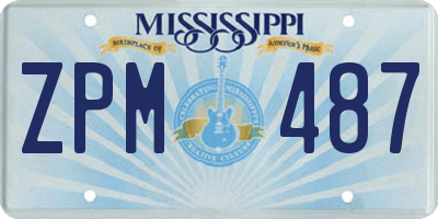 MS license plate ZPM487