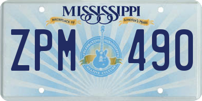 MS license plate ZPM490