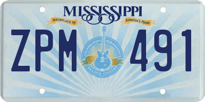 MS license plate ZPM491