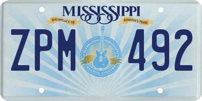 MS license plate ZPM492