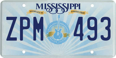 MS license plate ZPM493