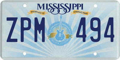 MS license plate ZPM494