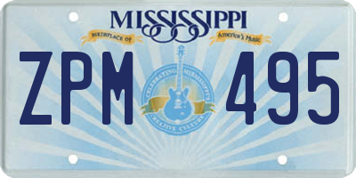 MS license plate ZPM495