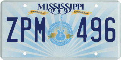 MS license plate ZPM496