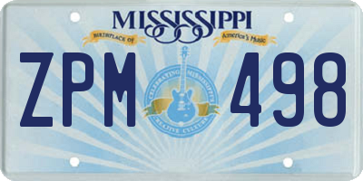 MS license plate ZPM498