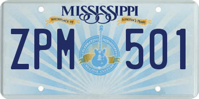 MS license plate ZPM501