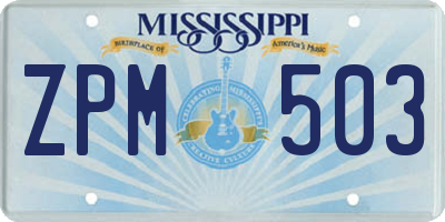 MS license plate ZPM503