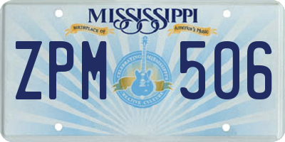 MS license plate ZPM506
