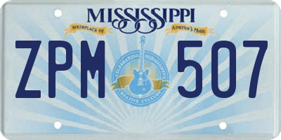 MS license plate ZPM507