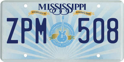 MS license plate ZPM508