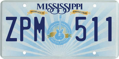 MS license plate ZPM511