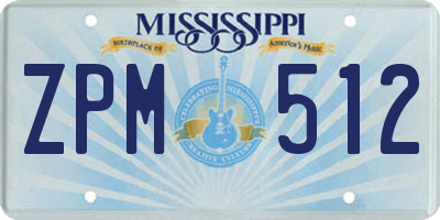 MS license plate ZPM512