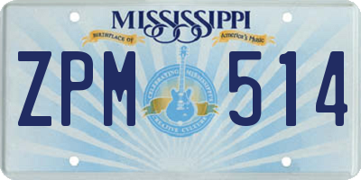 MS license plate ZPM514
