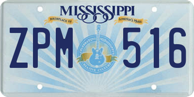 MS license plate ZPM516