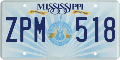 MS license plate ZPM518