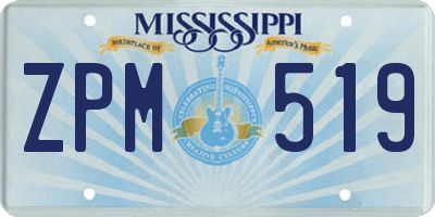 MS license plate ZPM519